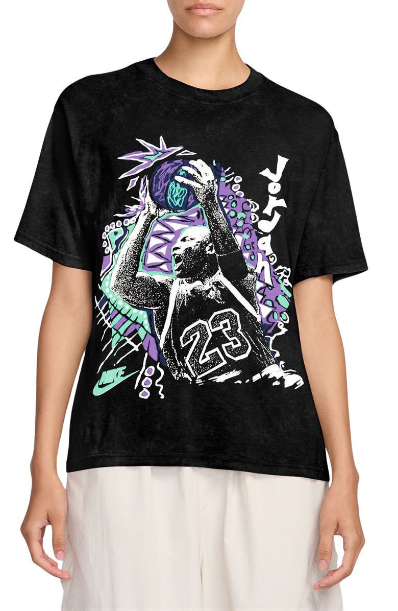 Jordan Flight Cotton Graphic T-Shirt, Main, color, Black/ White