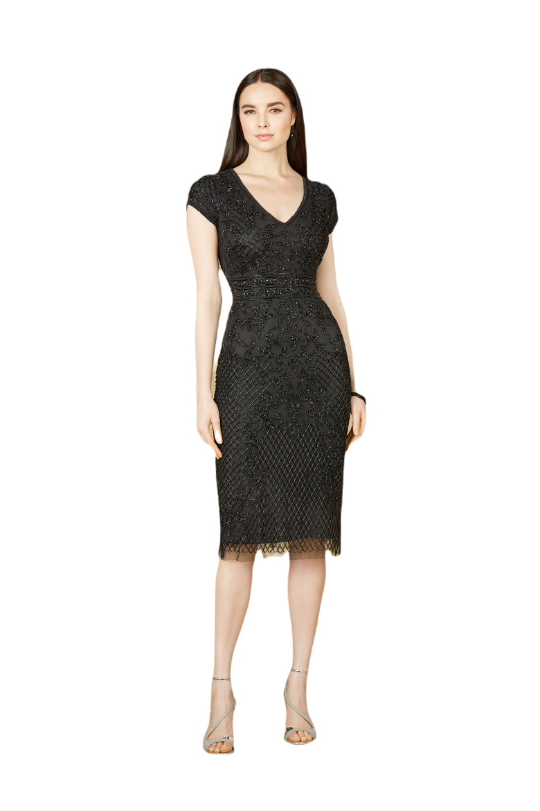 Cap Sleeve Midi Gown, Main, color, Black