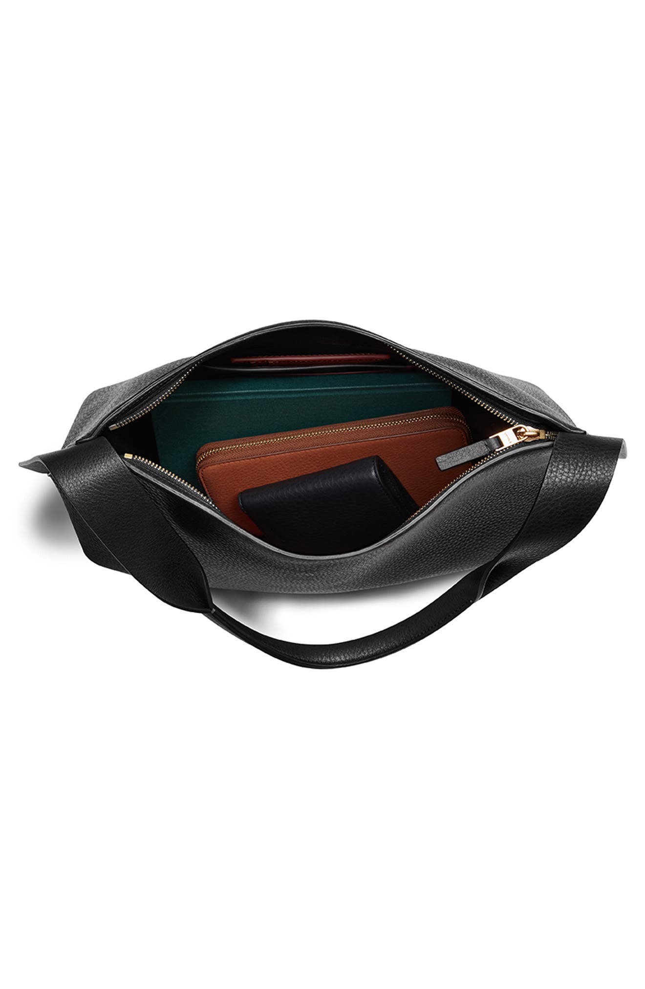 Shinola Medium Derby Leather Shoulder Bag, Alternate, color, Black