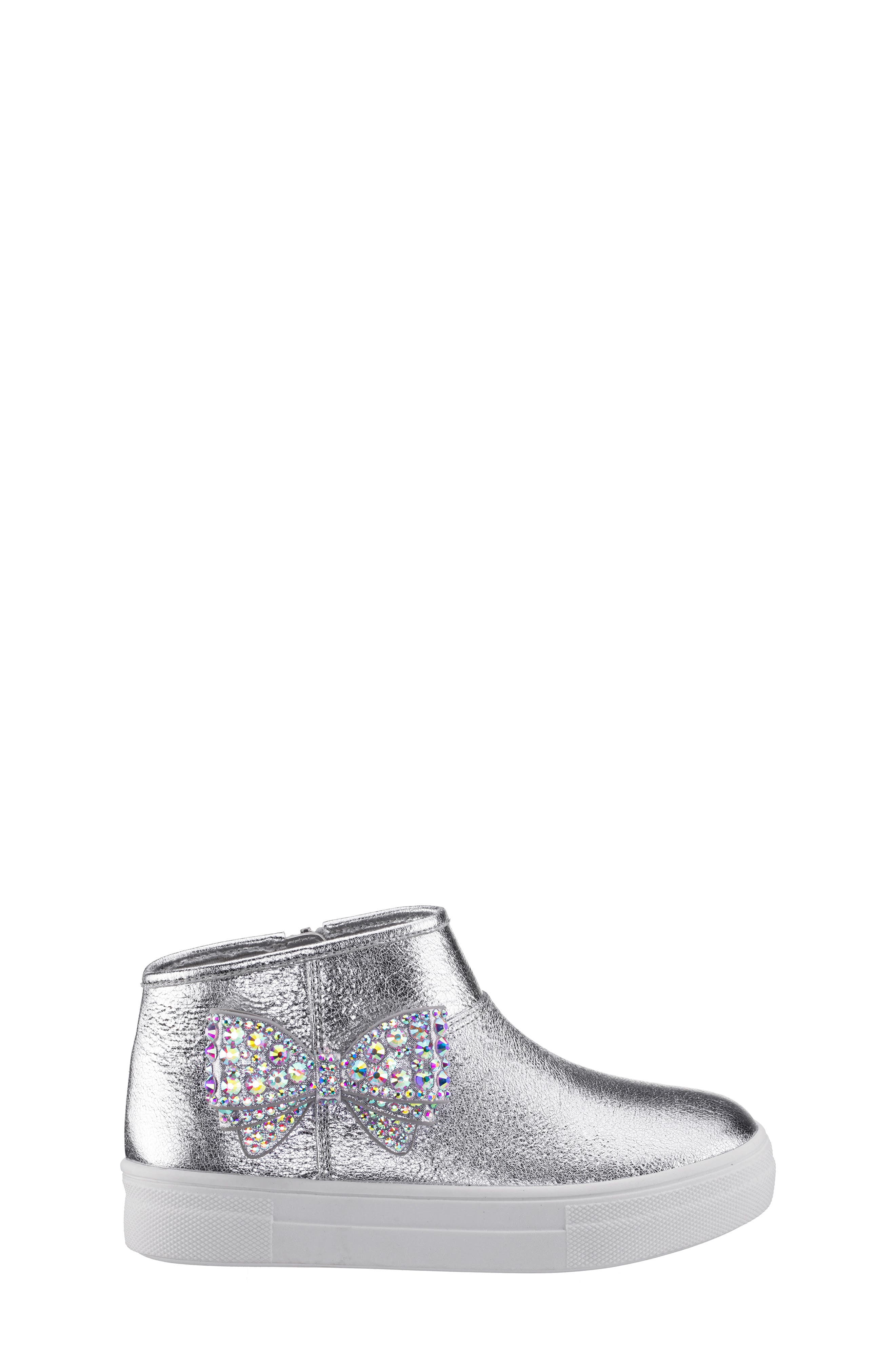 Nina Kids' Gwenny Sneaker, Alternate, color, Silver Crackled Metallic