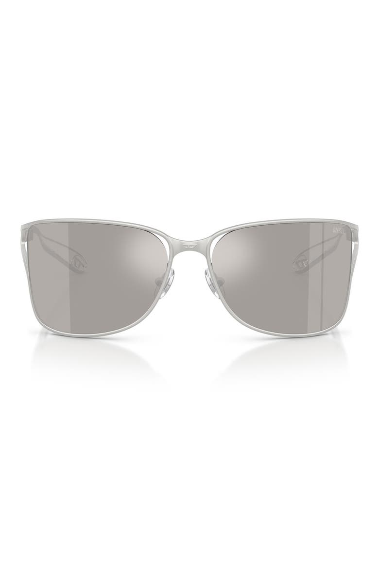 61mm Pillow Sunglasses, Alternate, color, SILVER / IVORY MIRROR SILVER
