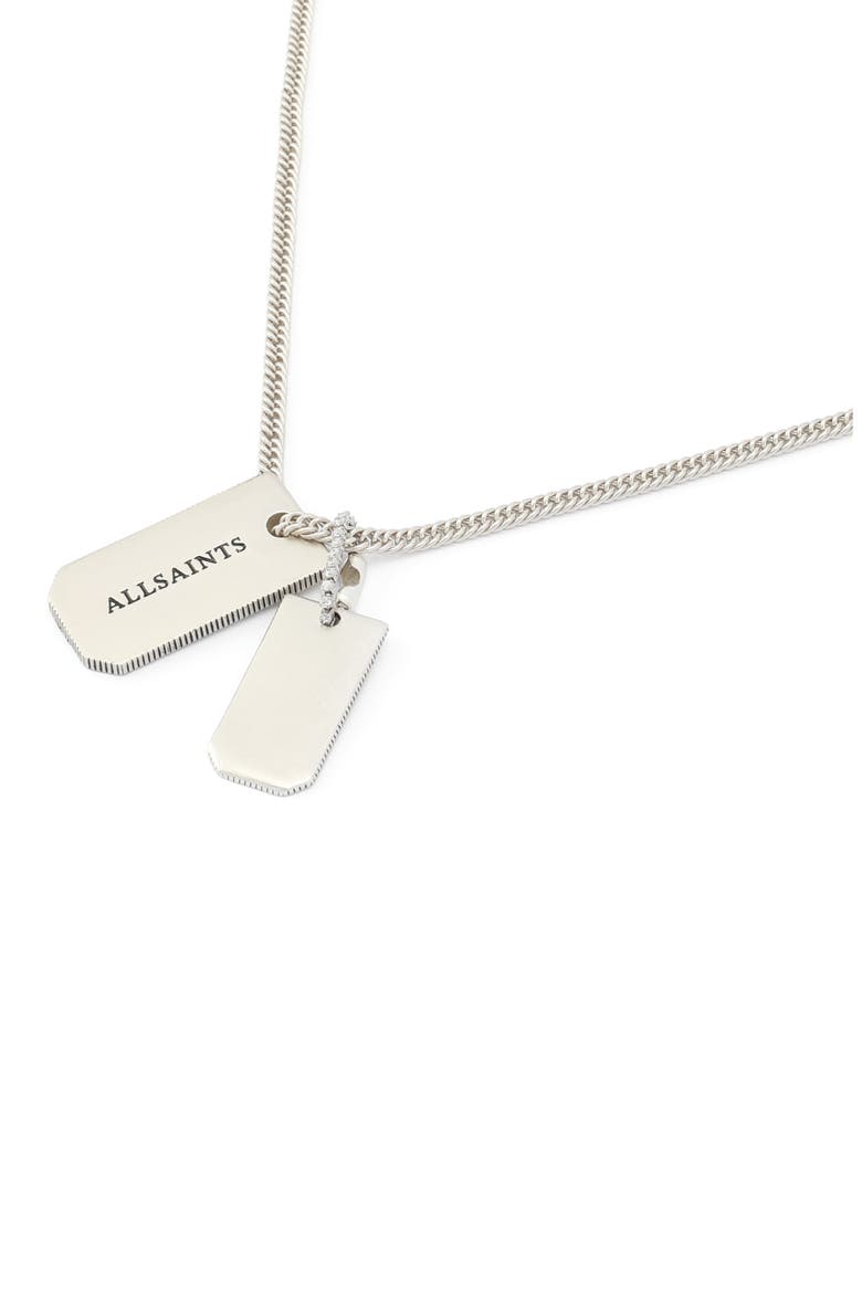 Dog Tag Long Pendant Necklace, Alternate, color, WARM SILVER