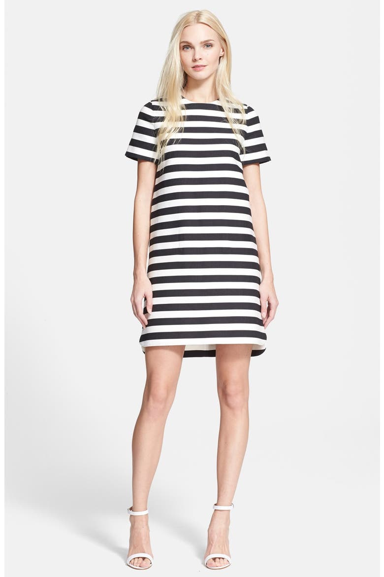 stripe shift dress, Main, color, BLACK/ CREAM