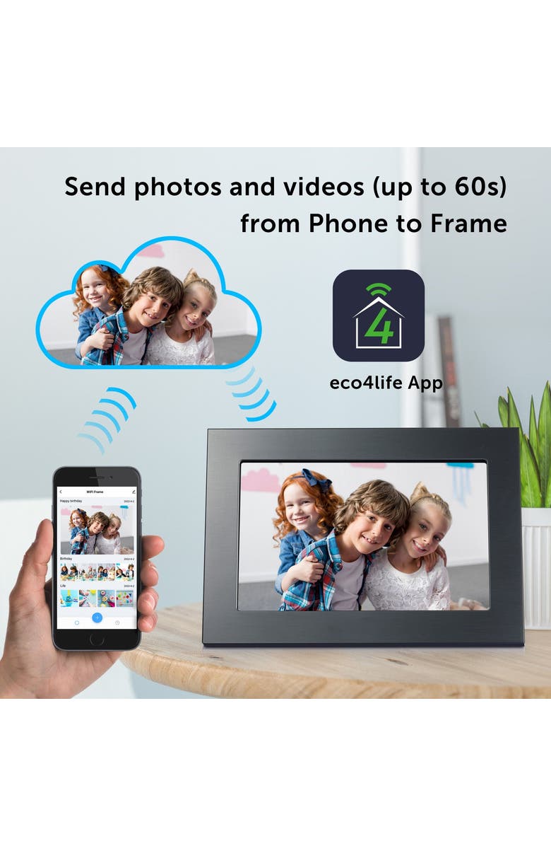 Eco4Life 10.1" WiFi Digital Photo Frame, Alternate, color, Titanium Black