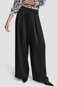 DKNY Pleat Wide Leg Satin Pants