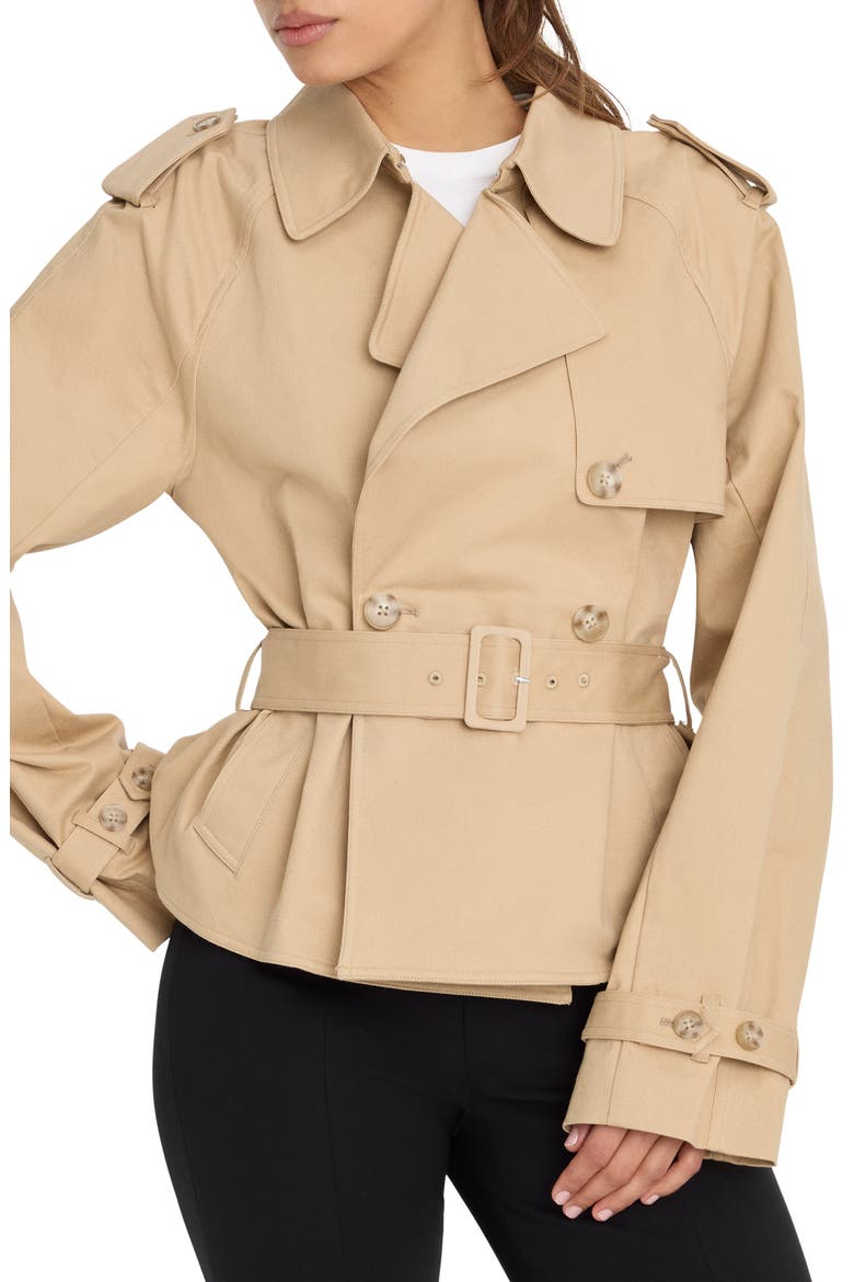 Crop Trench Jacket, Alternate, color, SANDY FAWN