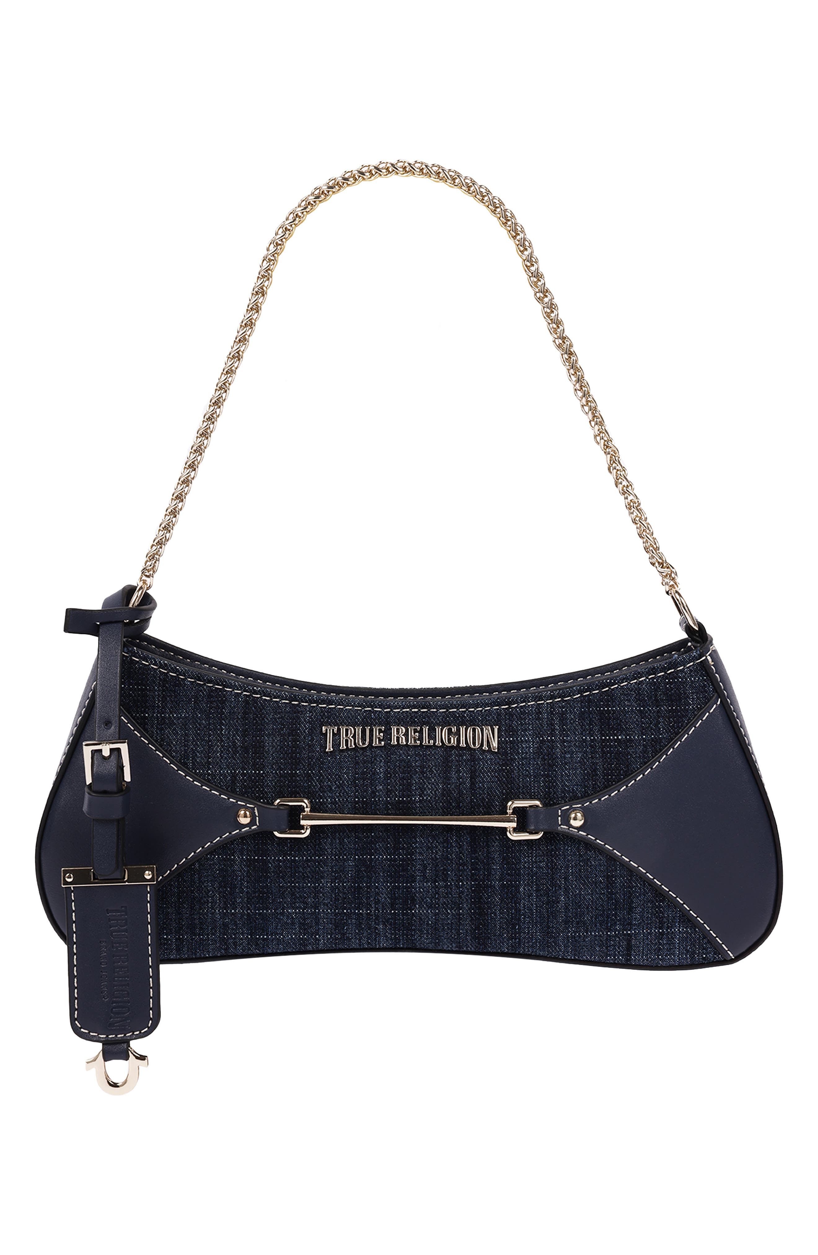 Zip Top Denim Baguette, Alternate, color, DARK DENIM