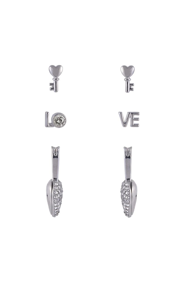 Hallmark Silver Tone Valentine's Day Trio Earring Set, Alternate, color, Silver
