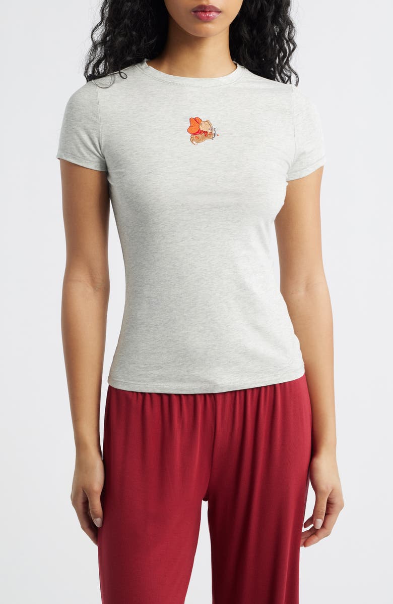 HAPPY CAMP3R Angel Bear Baby Tee, Main, color, Heather Gray