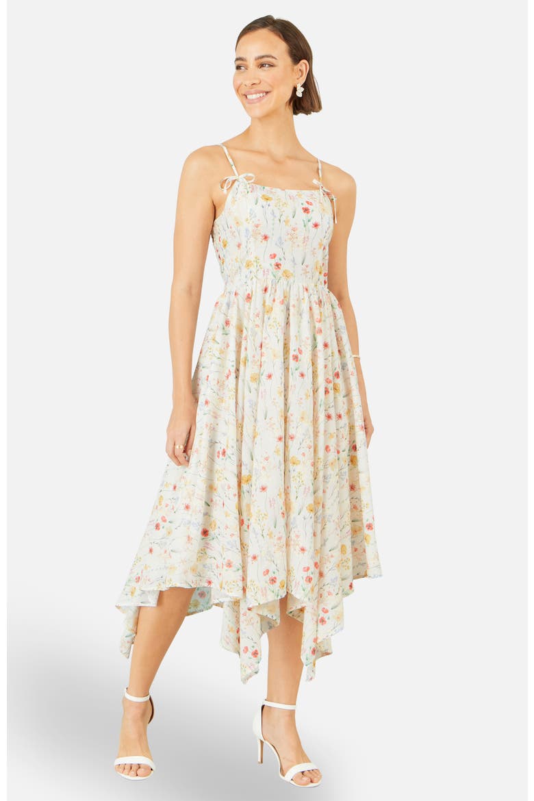 Botanical Embroidery Midi  Dress, Main, color, White