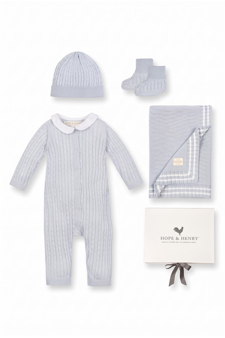 Baby Organic Cotton Peter Pan Collar 4-piece Gift Set, Main, color, Pale Blue