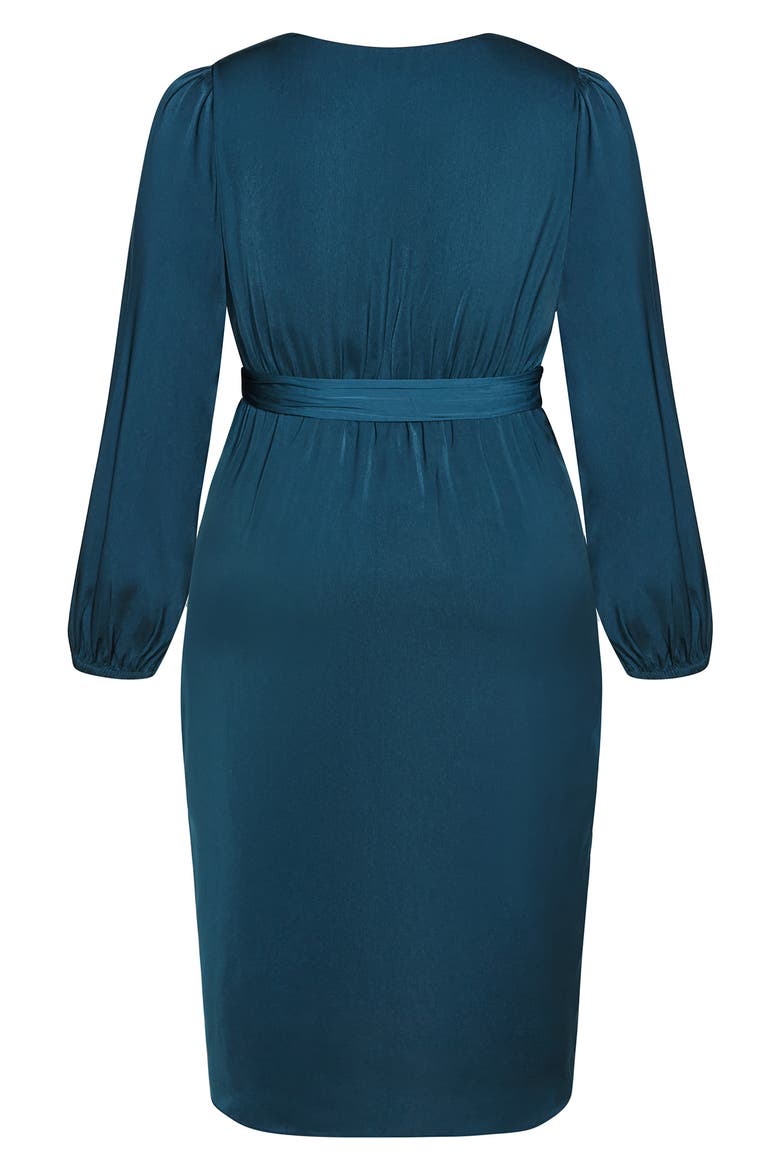 Opulent Faux Wrap Dress, Alternate, color, DEEP TEAL