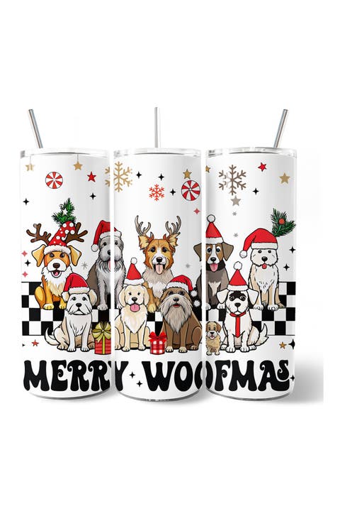 Merry Woofmas Dogs In Santa Hats Christmas Tumbler