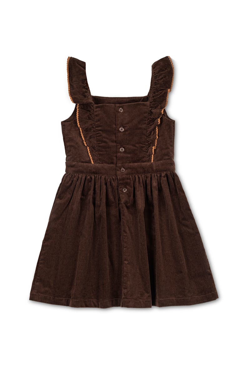 Hope & Henry Organic Corduroy Ruffle Jumper, Alternate, color, Chocolate