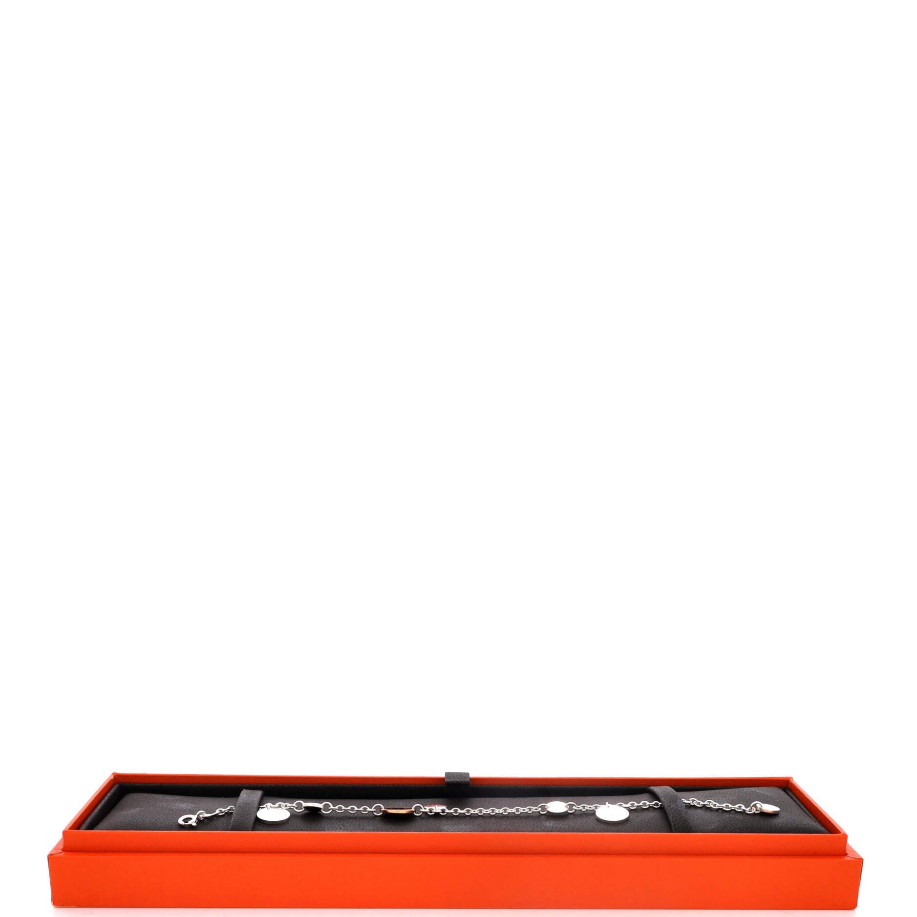 Pre-Owned Hermes Ex-Libris Bracelet Sterling Silver with 18K Rose Gold, Alternate, color, Silver