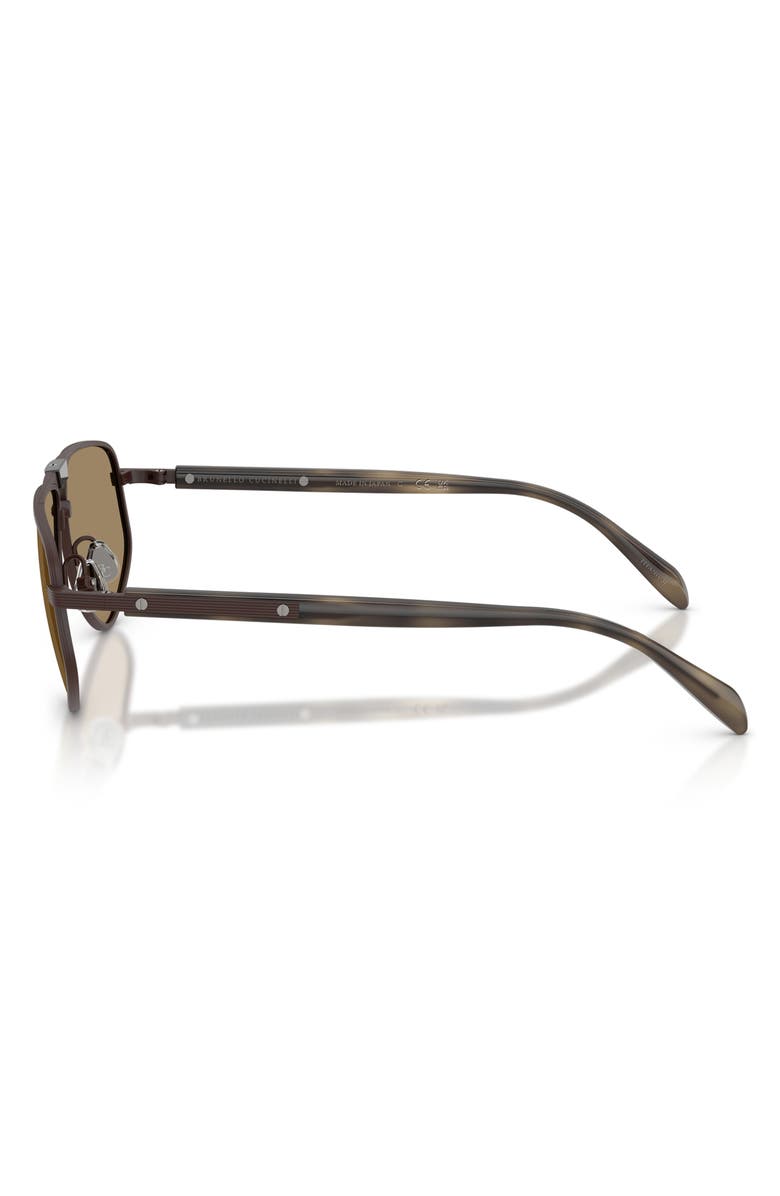 Brunello Cucinelli 58mm Geometric Pilot Sunglasses, Alternate, color, Matte Chocolate