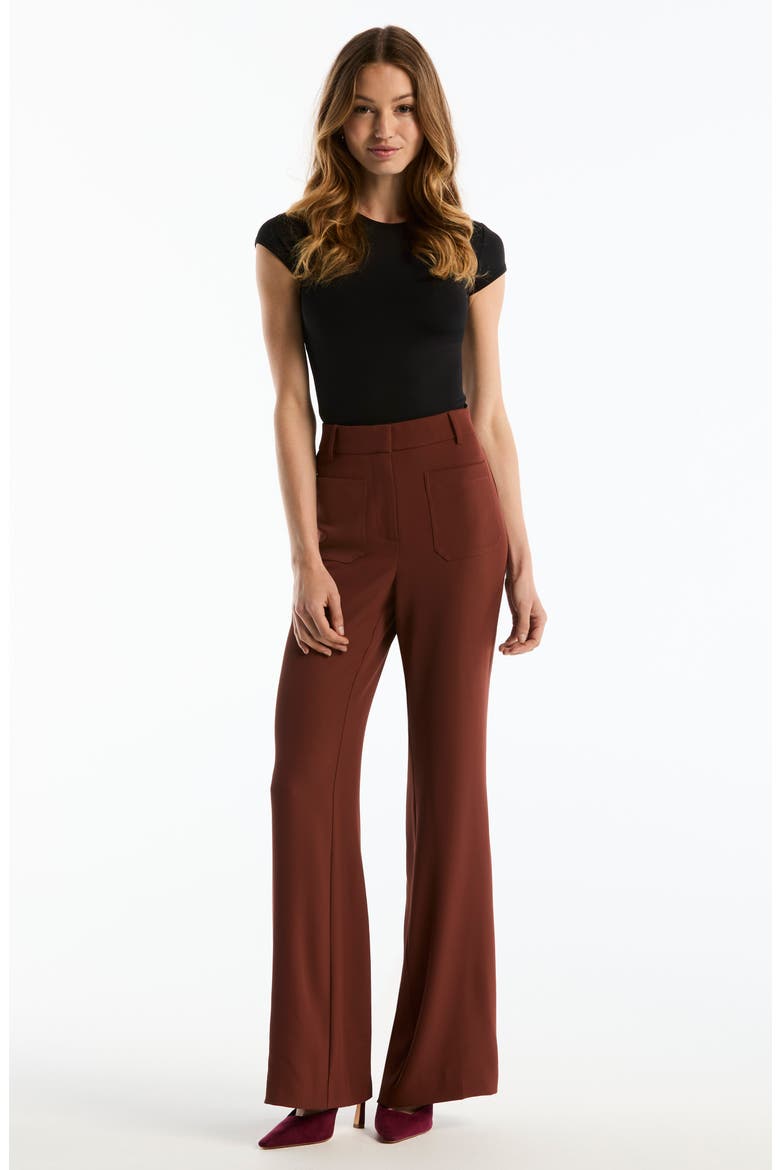 Patch Pocket Flare Leg Pants, Alternate, color, CINNAMON