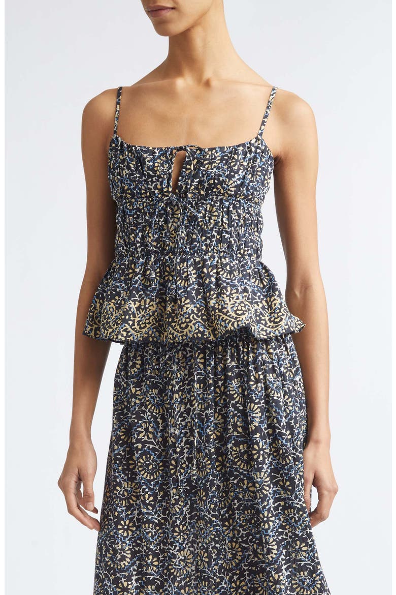 Anya Smocked Peplum Camisole, Main, color, MIDNIGHT BLOOM