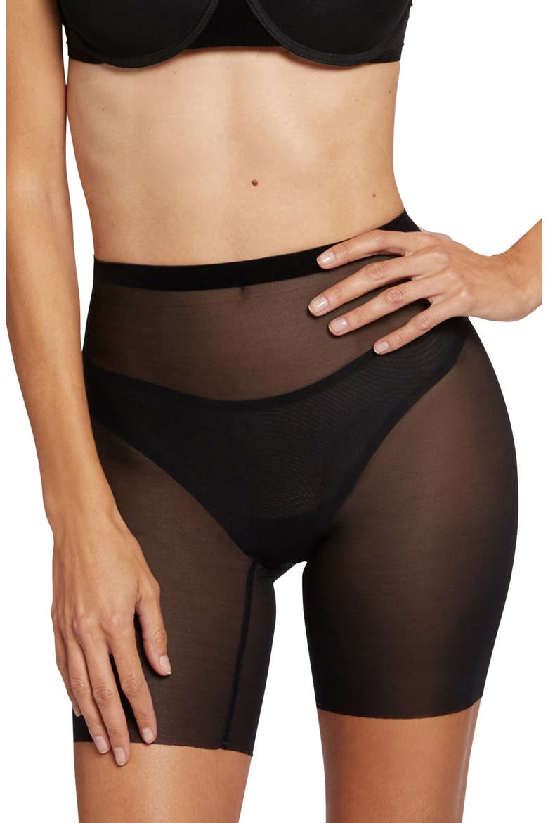 Tulle Control Shaper Shorts, Main, color, BLACK