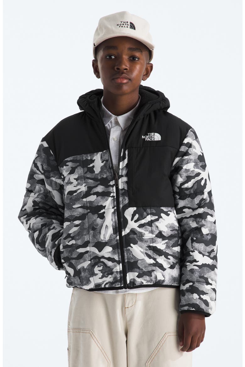 Kids' Shasta Water Repellent Reversible Hooded Jacket, Main, color, SMOKED PEARL TNF CAMO SMALL
