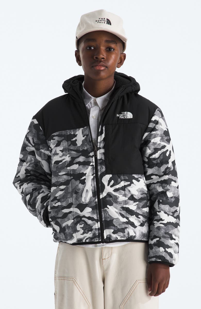 The North Face Kids' Shasta Water Repellent Reversible Hooded Jacket, Main, color, Smoked Pearl Tnf Camo Small
