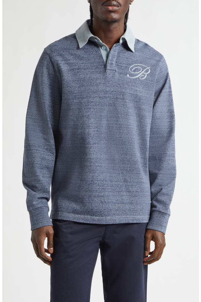 Ruby Relaxed Fit Long Sleeve Cotton Mouliné Jersey Rugby Polo, Main, color, RIVR BLU/ CLK WHT PTN