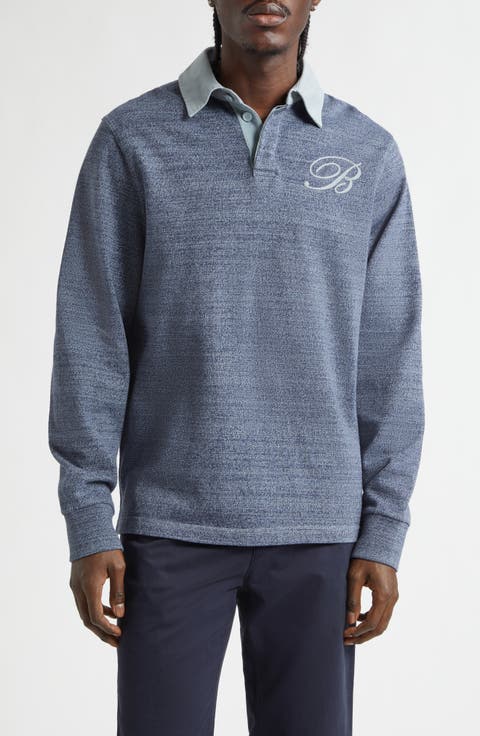 Ruby Relaxed Fit Long Sleeve Cotton Mouliné Jersey Rugby Polo