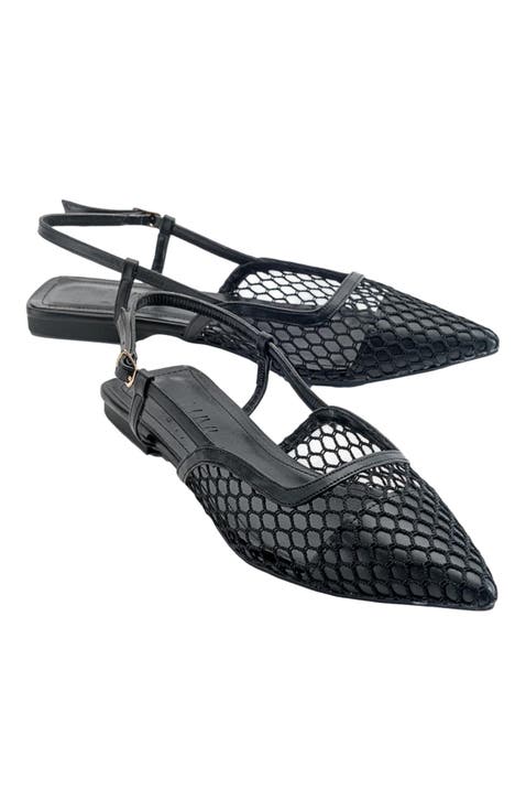 Brace Blue Mesh Flat Sandal (Women)