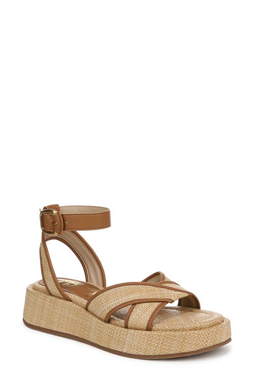 Sam Edelman Nylie Woven Wedge Platform Sandal In Bleached Beechwood/saddle