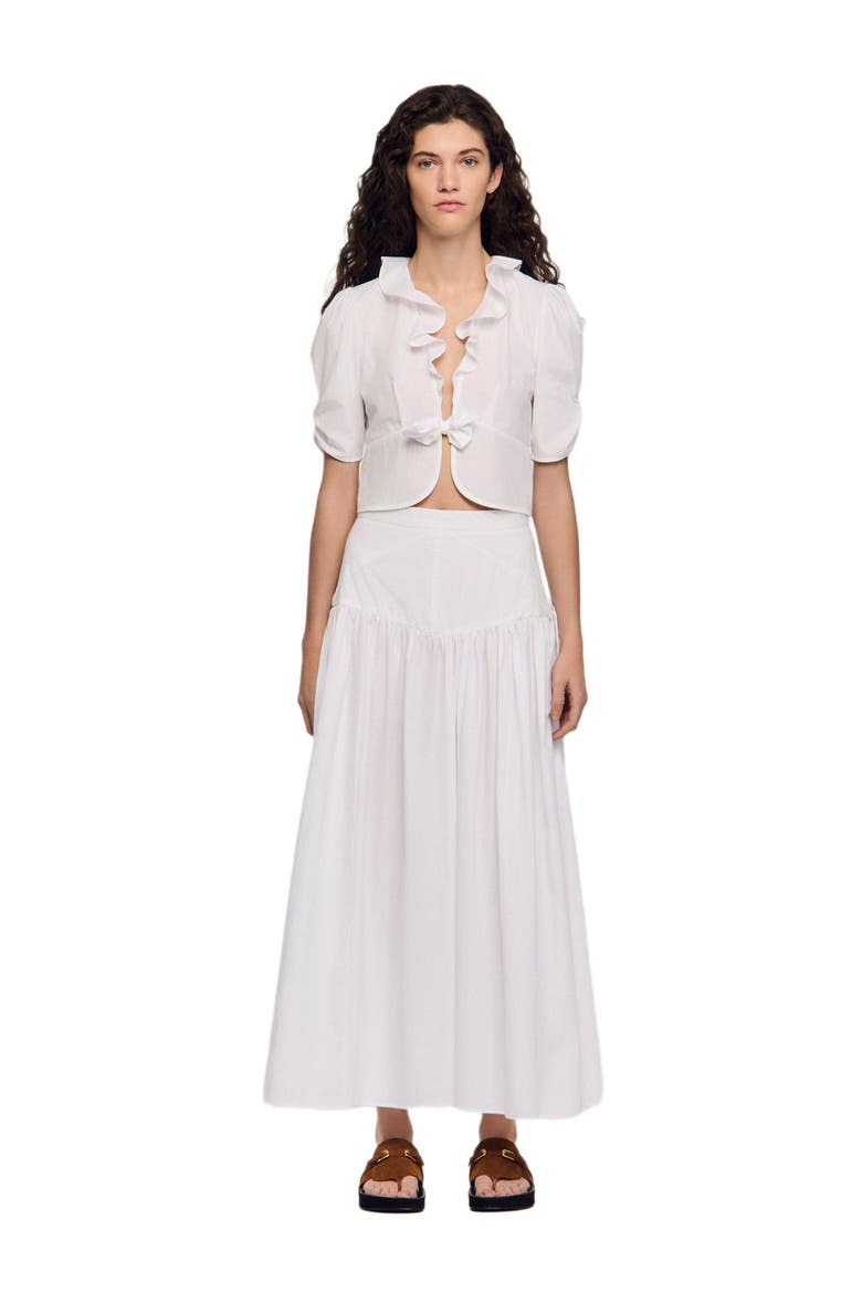 Ruffled crop top, Alternate, color, White