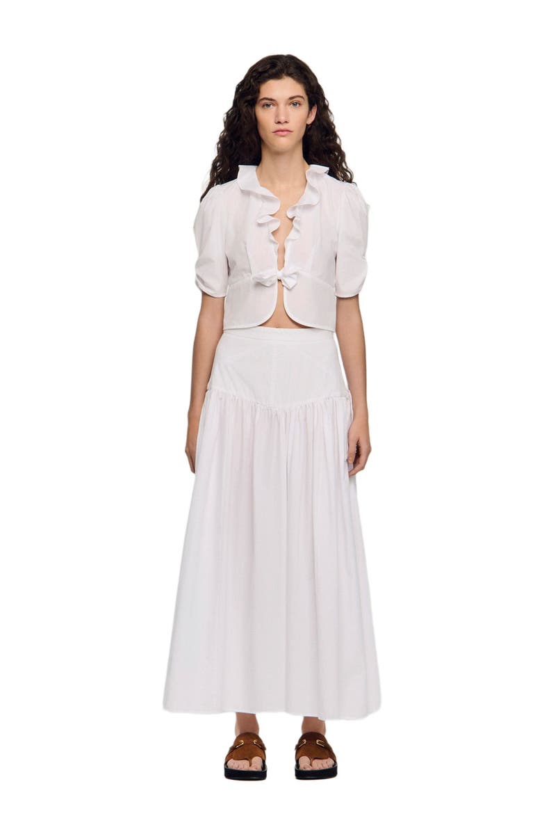 SANDRO Ruffled crop top, Alternate, color, White