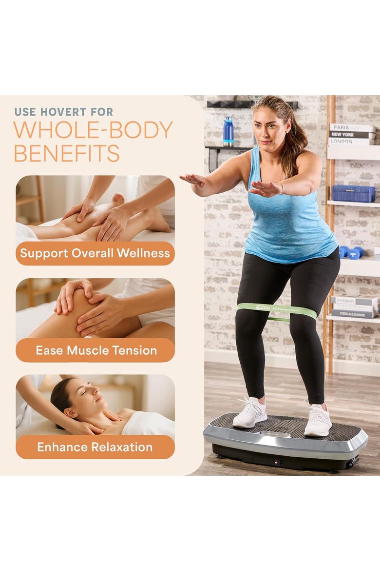 Hovert 3D Vibration Plate with Dual Motors for Strength Balance Recovery and Circulation, Alternate, color, Sliver