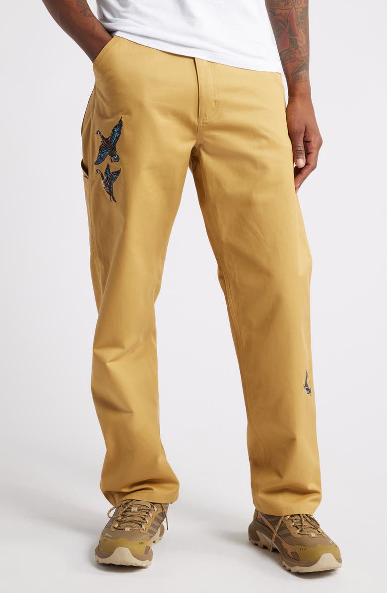 Carhartt Work In Progress Ducks Embroidered Relaxed Straight Leg Pants, Main, color, 