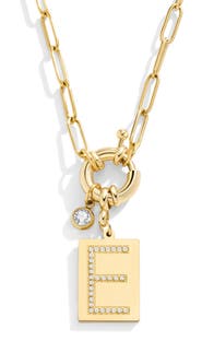 Mint & Lily Pave Initial Pendant with Paperclip Chain Necklace