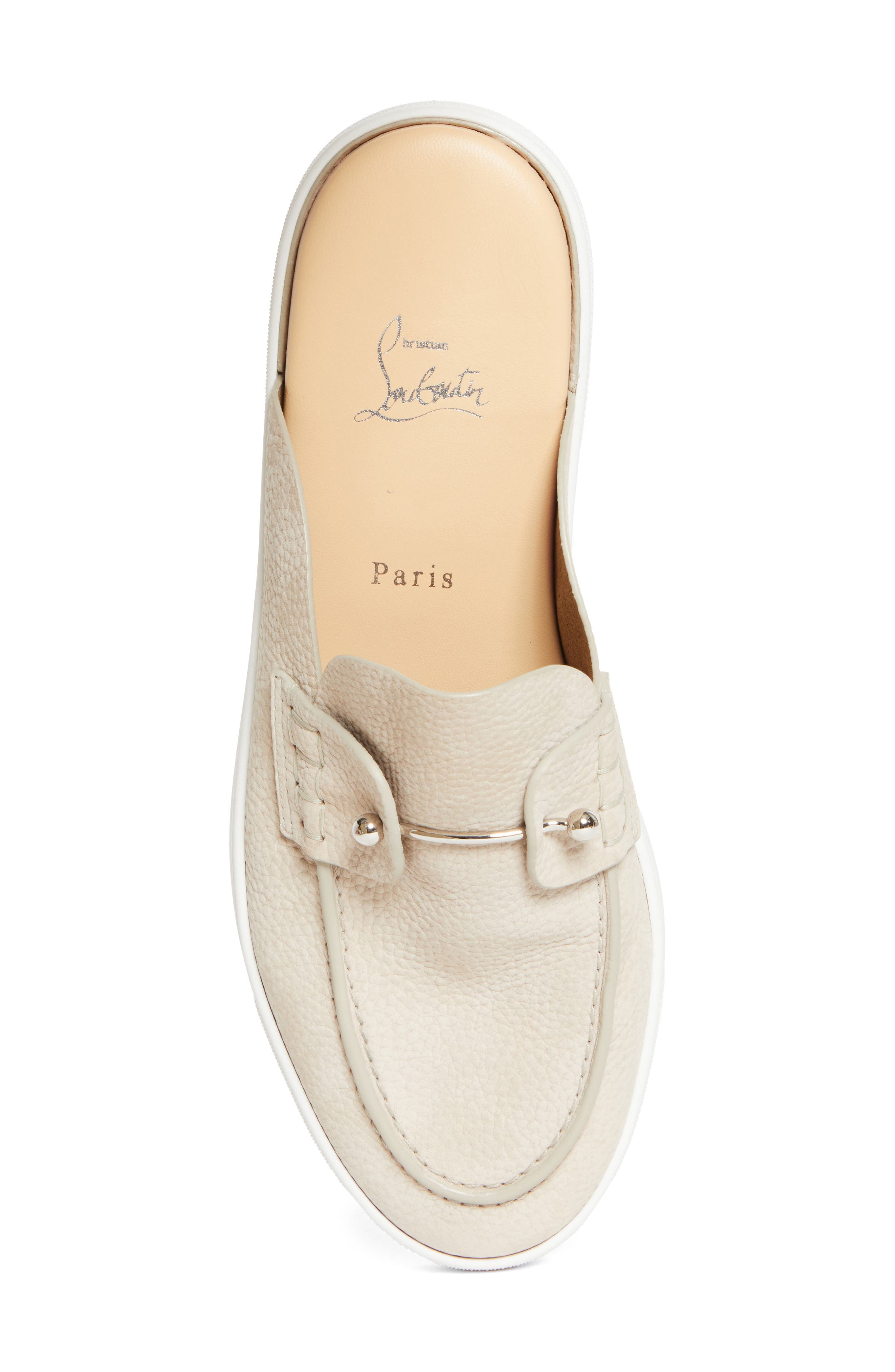 Christian Louboutin Chanme Pierced Loafer Mule, Alternate, color, Beige