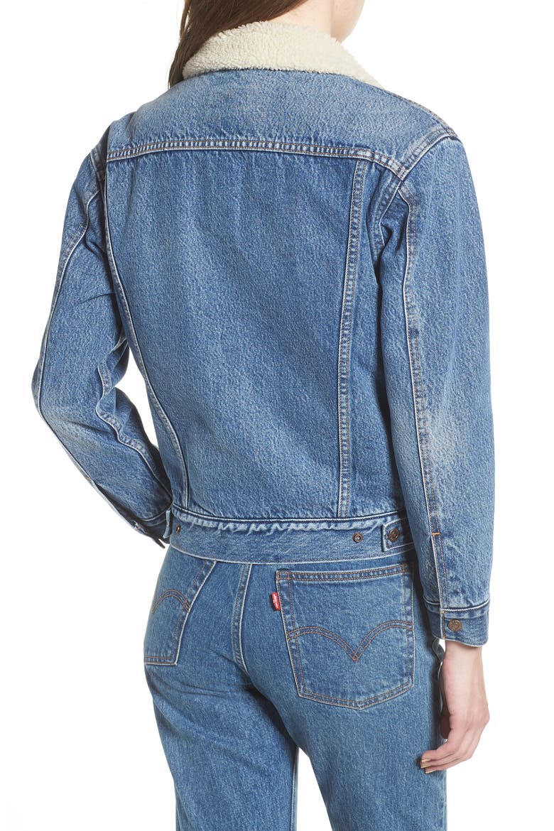 Levi's® Ex-Boyfriend Faux Fur Lined Denim Jacket, Alternate, color, ADDICTED TO LOVE