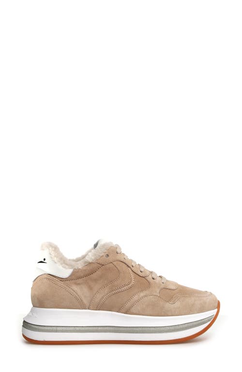 Voile Blanche Melany Genuine Shearling Lined Sneaker in Beige 