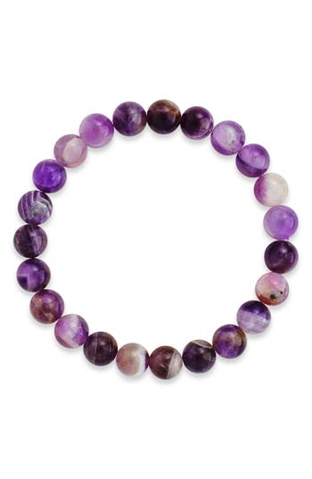 Sterling Forever Agate Beaded Stretch Bracelet In Purple