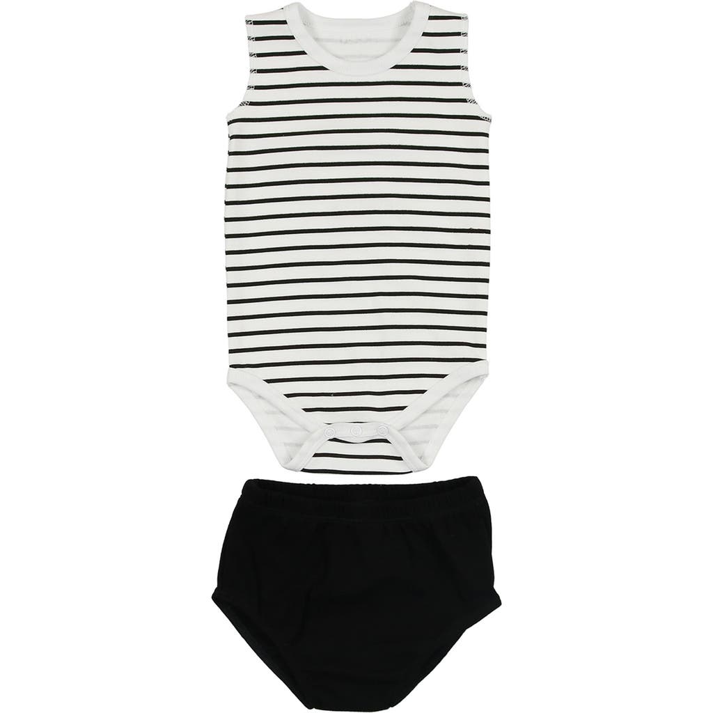Maniere Manière Stripe Bodysuit & Bloomers Set In White