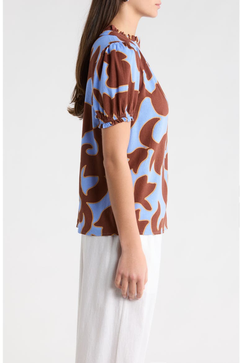 Briley Abstract Elary Puff Sleeve Top, Alternate, color, BROWN-BLUE