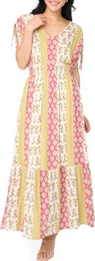 GIBSONLOOK Print Cinch Sleeve Maxi Dress