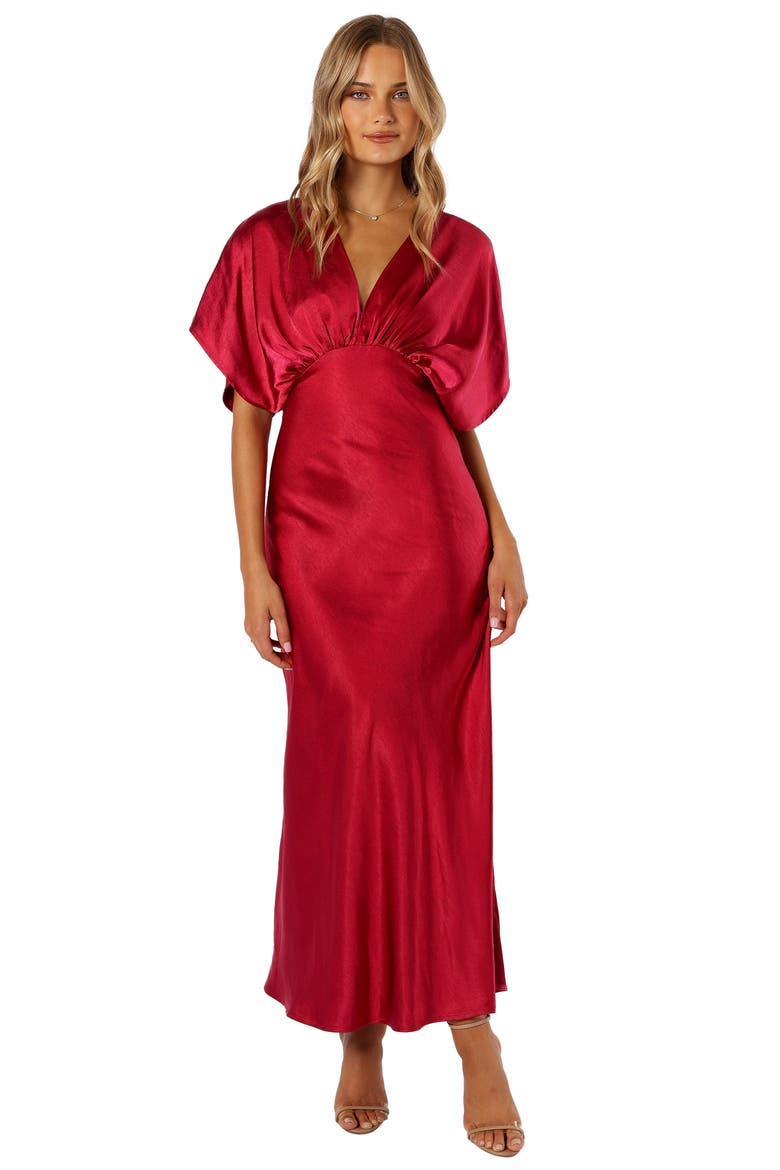 Ricki Dolman Sleeve Satin Dress, Alternate, color, RUBY WINE