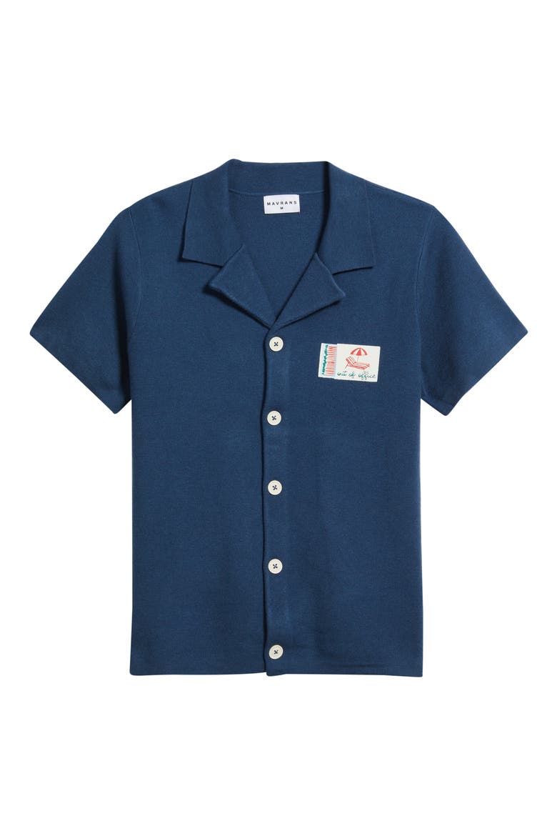 Out of Office Knit Button-Up Camp Shirt, Alternate, color, BLUE