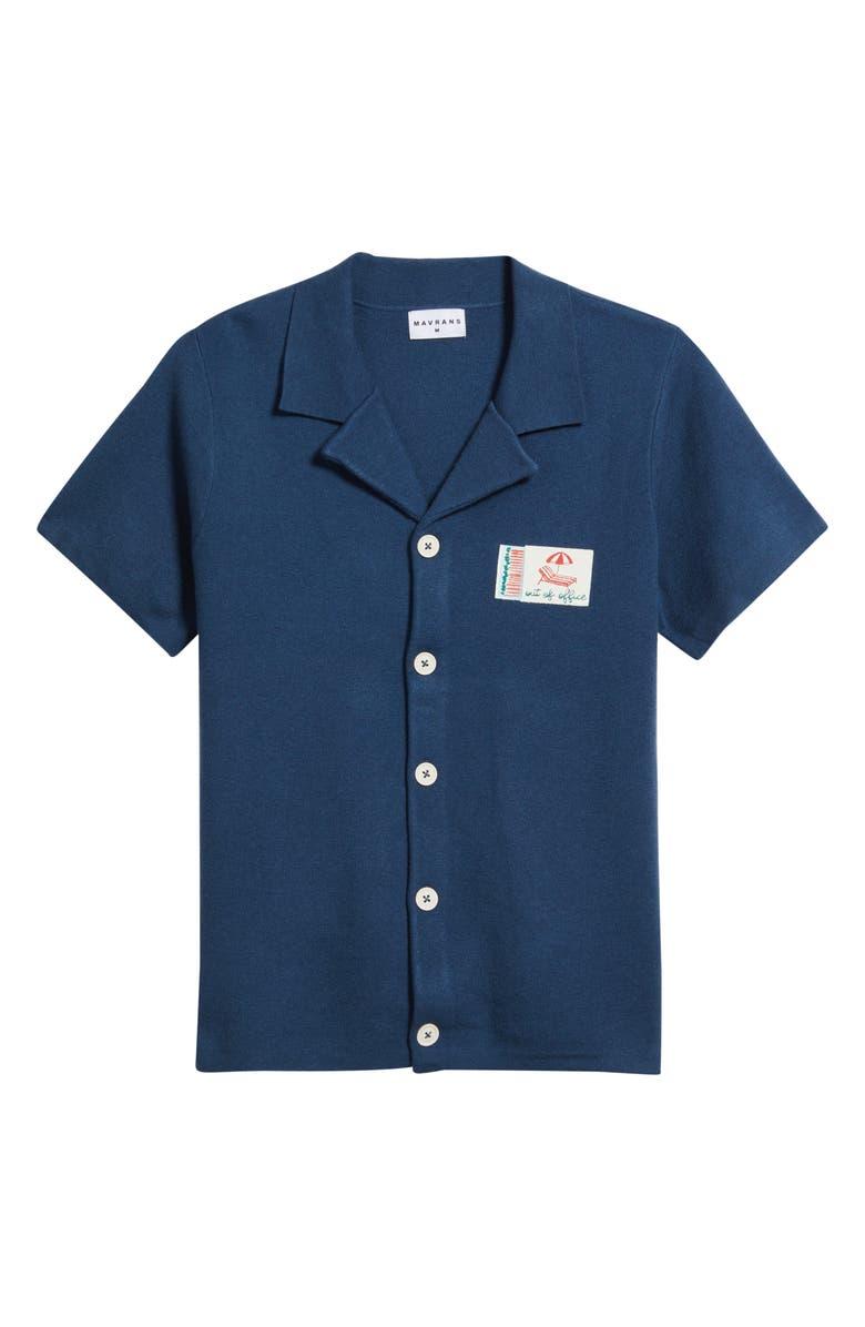 MAVRANS Out of Office Knit Button-Up Camp Shirt, Alternate, color, Blue