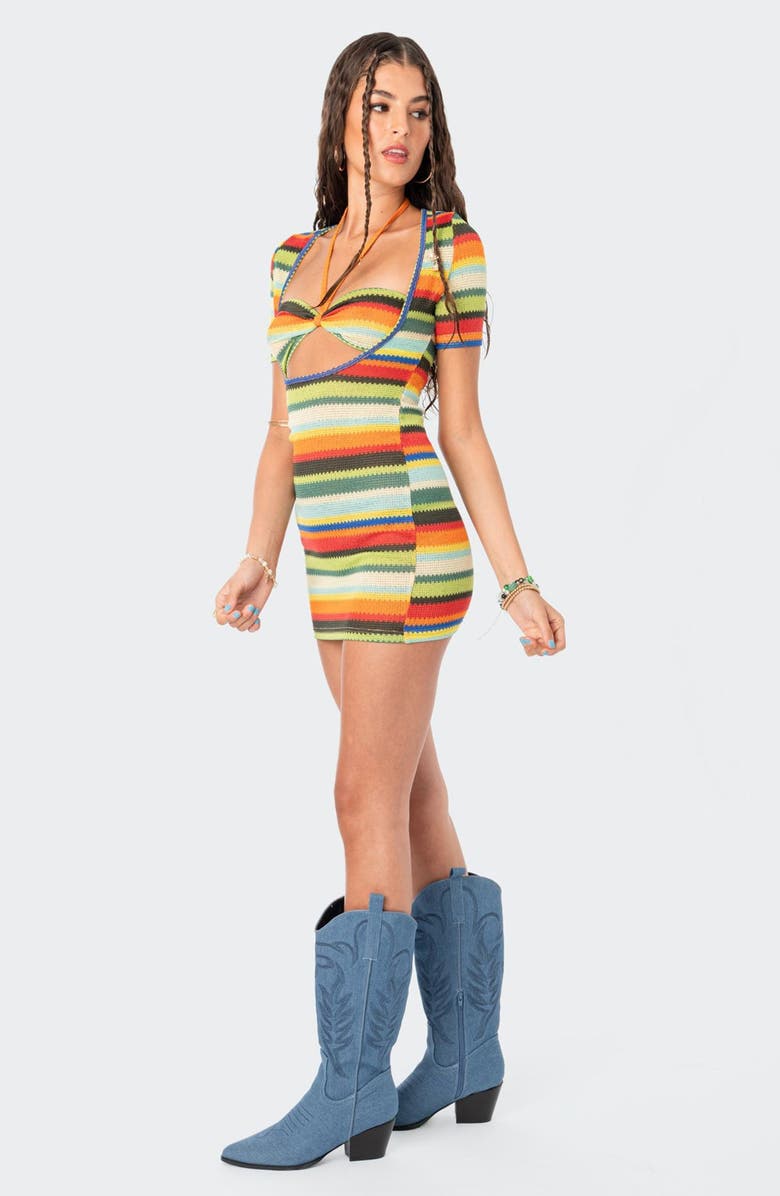 EDIKTED Andrea Stripe Knit Dress, Alternate, color, 