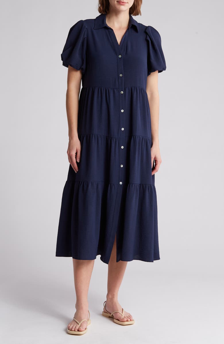 1.STATE Puff Sleeve Shirt Dress, Main, color, 