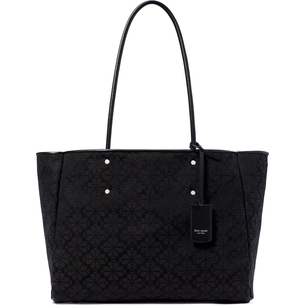 Kate Spade New York Spade Flower Jacquard Large Everything Tote In Black Multi.