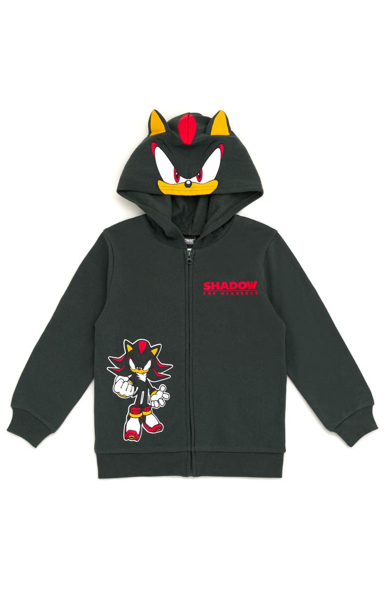 SEGA Sonic the Hedgehog Cosplay Fleece Zip-Up Hoodie, Main, color, Charcoal Shadow