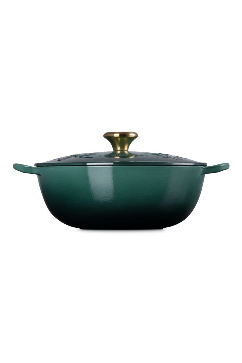 Holly Collection Traditional 4.5-Quart Enamel Cast Iron Dutch Oven with Lid, Alternate, color, ARTICHAUT
