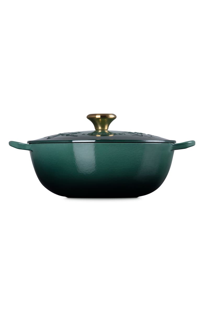 Le Creuset Holly Collection Traditional 4.5-Quart Enamel Cast Iron Dutch Oven with Lid, Alternate, color, Artichaut